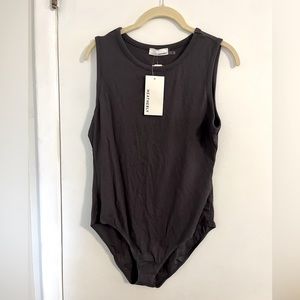 Heatherly Black Ribbed Bodysuit